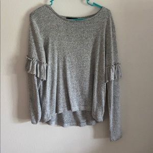 Derek Heart Grey Ruffled Sweater